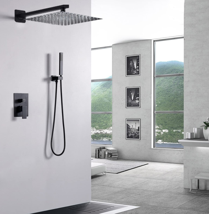 30cm Duscharmatur Wandhalterung Unterputz Moderne Duschsystem Regendusche Wasserfall Handbrause