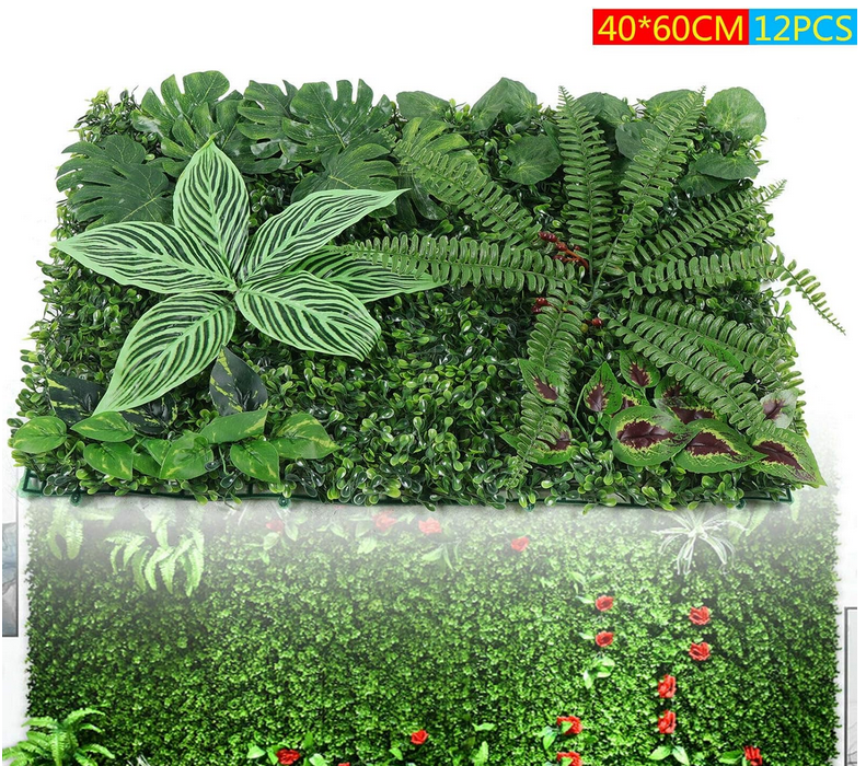 Künstliche Blattpflanzen Wand Pflanzenwand Sichtschutz Künstliche Pflanzen 60 * 40 cm (12 Stück)