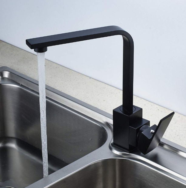 Küchenarmatur Schwenkbare Spültisch Wasserhahn Waschbecken Einhandmische Schwarz