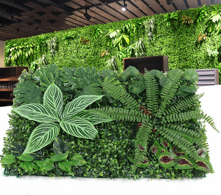 Künstliche Blattpflanzen Wand Pflanzenwand Sichtschutz Künstliche Pflanzen 60 * 40 cm (12 Stück)