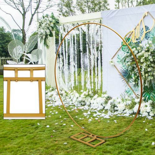 Metall Hochzeitsbogen Dekorationen Rund Blume Ballon Tüll Rahmen Hintergrund 2m, Abnehmbar Leicht zu tragen und wiederverwendbar