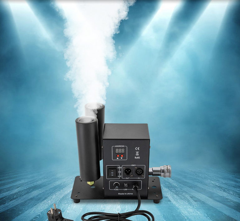 Jet Nebelmaschine Doppelrohr CO2 Cryo Fog Machine CO2 Kanone + 5m Schlauch CO2 Jet Maschine mit Lichteffekt