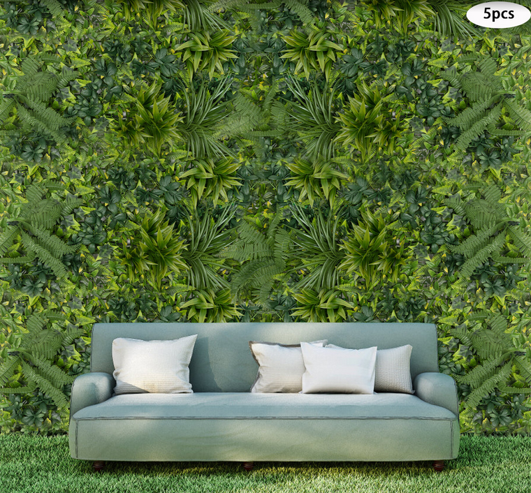 Pflanzen Wand 5 Stück Kunstpflanze Wand Rasen Wand Wandpaneele für Garten und Indoor Dekoration, (Blattart 1)