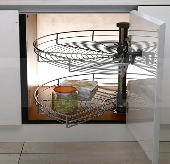 Küchenregal 270 ° Eckdesign Ecke Lagerregal Schrank 2-Stufiges Höhenverstellbares Ausziehbares Aufbewahrung Ablagen für Vorratsräumen Gastronomien Küchen