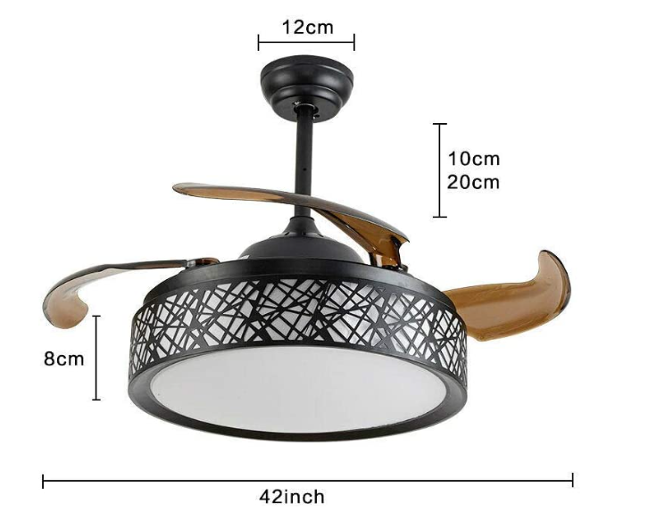 42" Moderner LED Deckenventilator Kronleuchter Dimmbar 4 Klingen mit Fernbedienung Ceilling Lamp