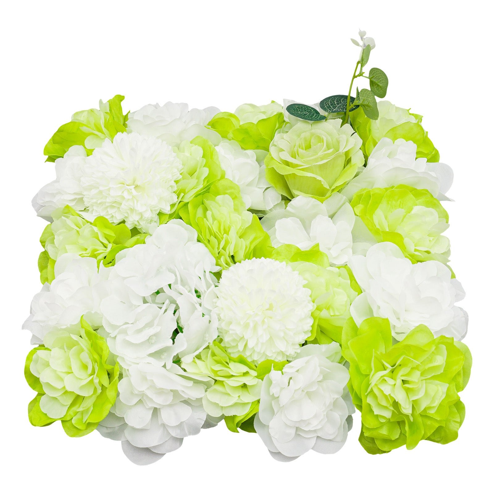CNCEST Kunstpflanzen 6 Stück Künstliche Blumenwand 38cm X 38cm, für Hochzeit Straße Party, Hortensie Weiße+ Rosen Grüner