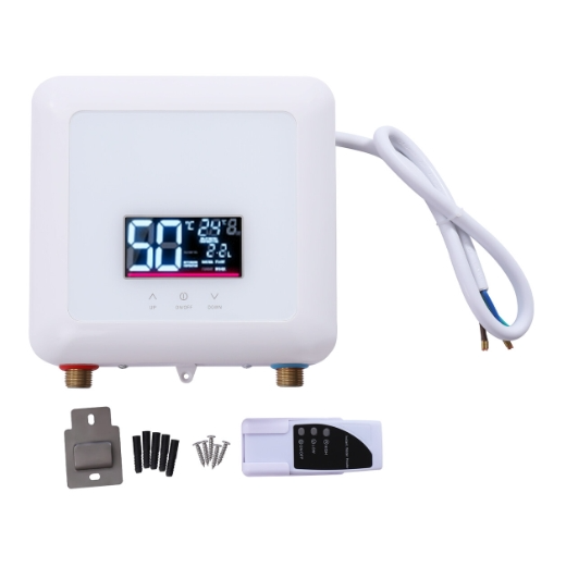 Tankless Elektrisch Sofortige Warmwasserbereiter Küche Bad Wandhängend 7.5 kW 30-55°C Steckerfertiges Smart Heater mit LCD-Display