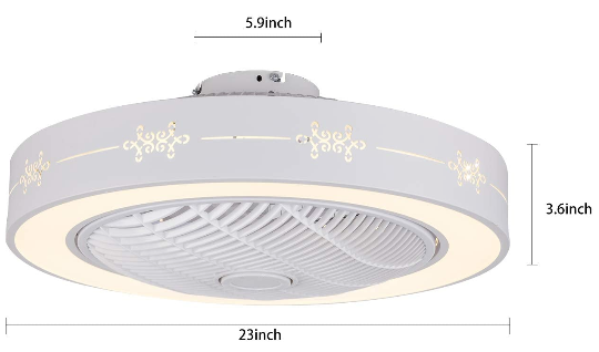 23 Zoll LED Deckenventilator mit Beleuchtung und Fernbedienung