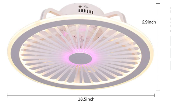 18.5 Zoll Deckenventilator mit Licht Lüfter Lampe Rosa LED Licht Chandelier