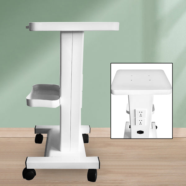 Salon Trolley Weiß Beauty Kosmetikwagen Beistelltisch Rolltisch mit EU Socket und Riemenscheibe Instrument Cart Atelier 220V