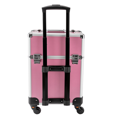 Make-up Koffer, Kosmetikkoffer Trolley, mit 4 Universalrollen, mit 4 ausziehbaren Fächern, (Rosa)
