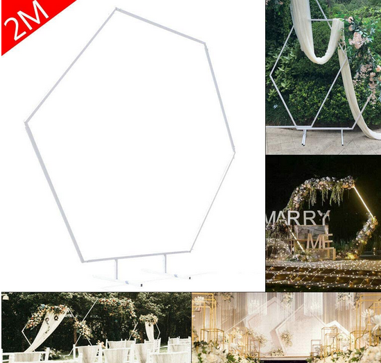2m Hochzeitsbogen für Hochzeit Balloon Arch Weiß Robustes Sechseck Hintergrund Halterung
