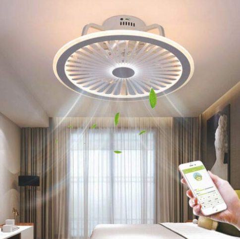 18,5 Zoll 32W Runde LED Decken Ventilator Fernbedienung Tages-Licht Wind Lüfter Lampe