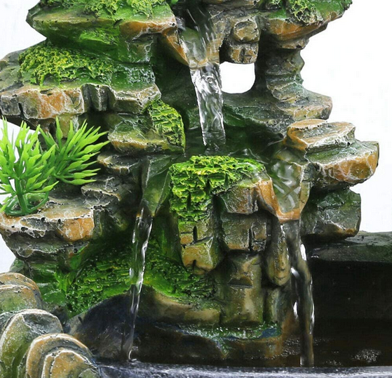 Zimmerbrunnen mit Beleuchtung LED Zimmerspringbrunnen Brunnen Wasserfall Dekoration (Nebel)
