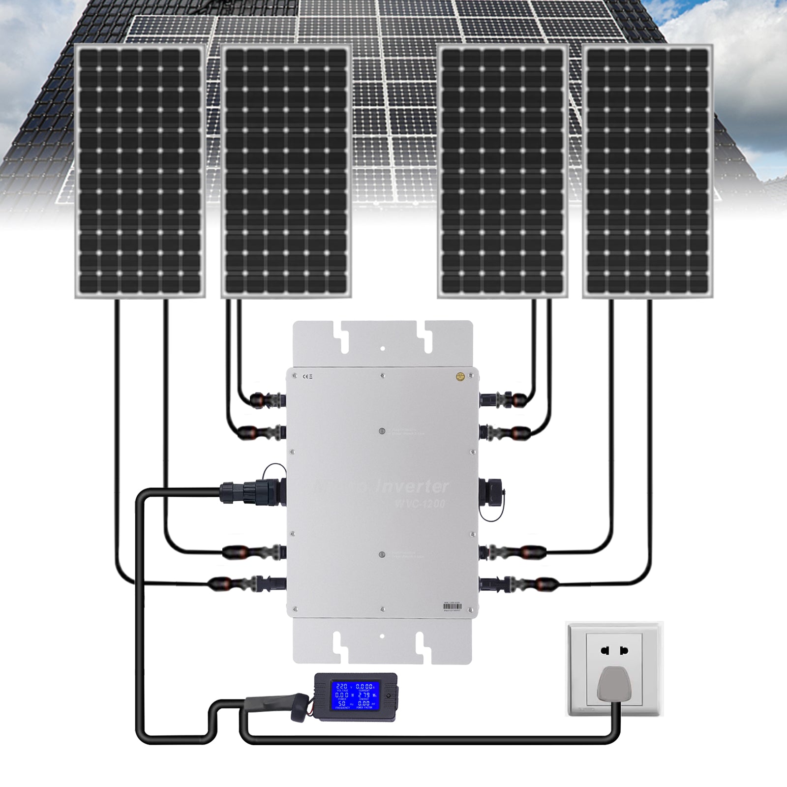 CNCEST 1200W Solar Grid Tie Micro Inverter Netzbinder Wechselrichter 220V Solar Mikrowechselrichter IP65