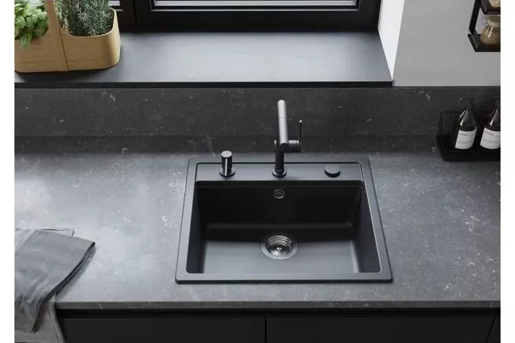Hansgrohe Мийка кухонна S52, граніт, прямокутник, без крила, 550х490х190мм, чаша - 1, врізна, S520-F510, чорний графіт, изображение 2
