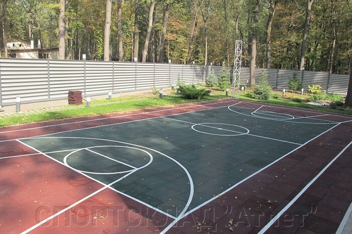 Покрытие: резиновые плиты на баскетбольной площадке