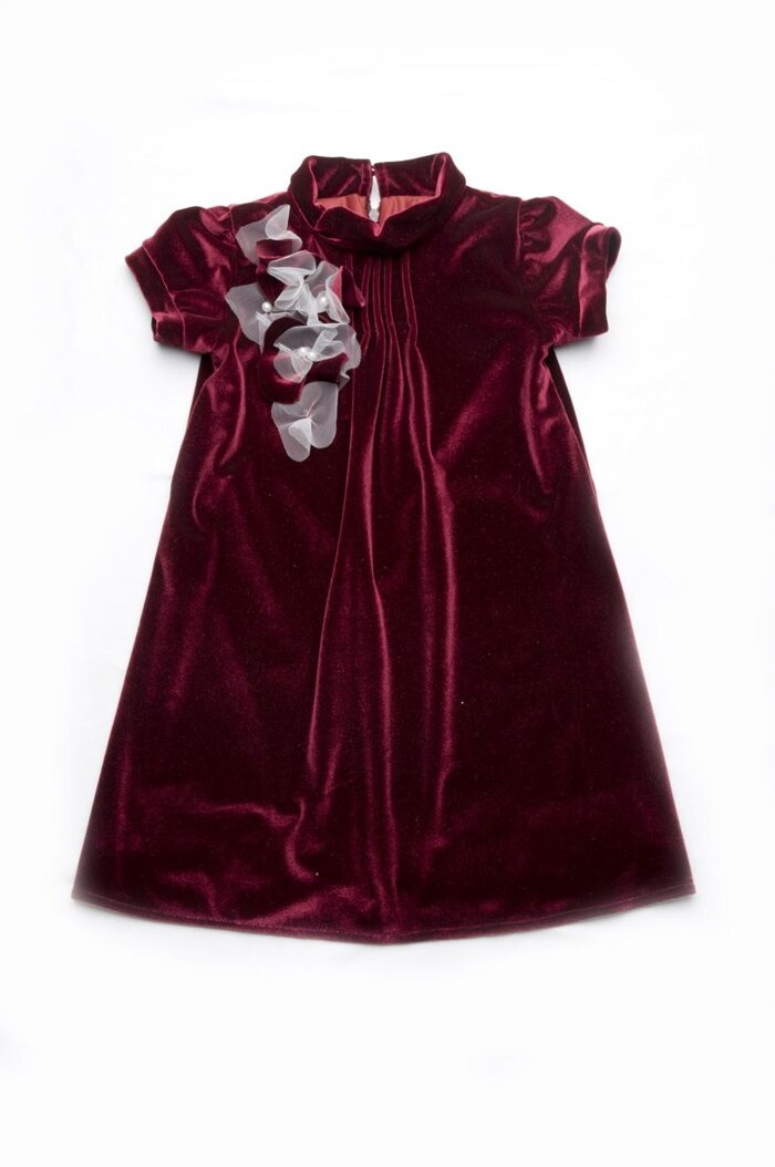 Детское новогоднее платье из бархата для девочки бордовый