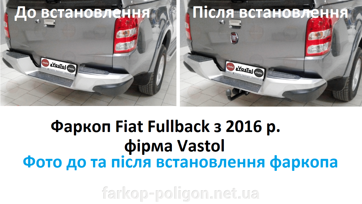 Фото до та після встановлення фаркоп для фаркоп для Fiat Fullback (крім версії Long) з 2016 р. (Vastol)