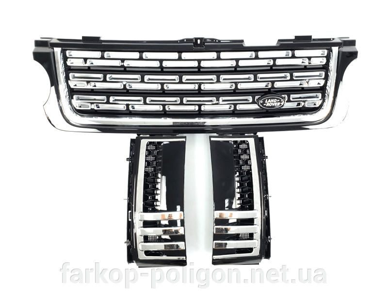 Решетка радиатора с жабрами Range Rover Vogue L322 2010-2012 г. (черная с хромом)
