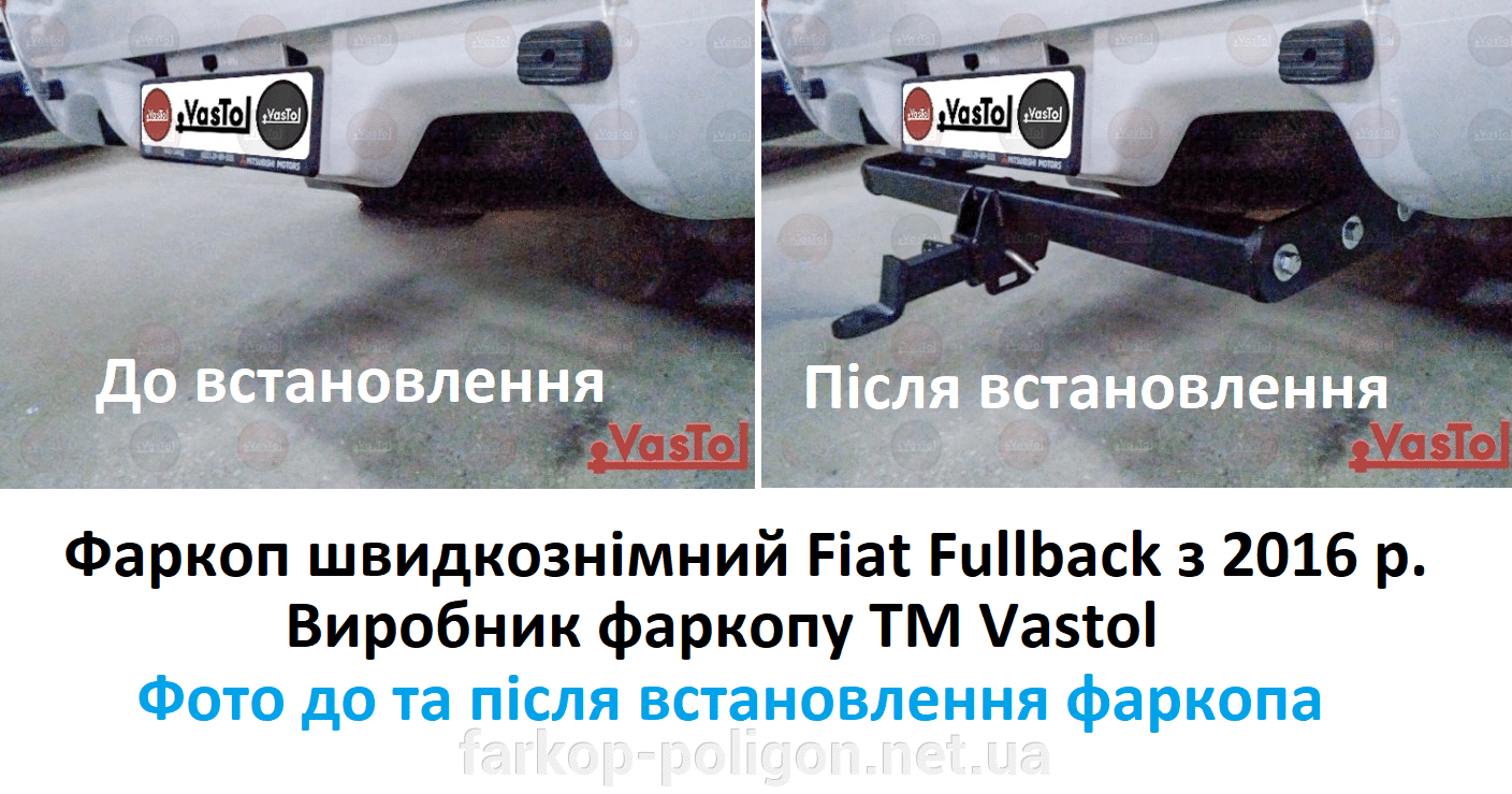 фото до та після встановлення фаркоп для Fiat Fullback (крім версії Long) з 2016 р. (Vastol)