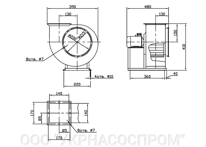 Вентилятор ВЦ 14-46 №2 0,55 кВт 1500 об/мин