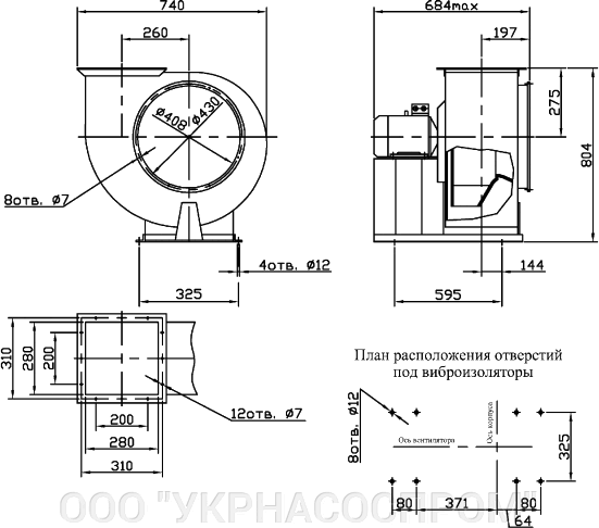 Вентилятор ВЦ 4-75 №4 0,25 кВт 1000 об/мин