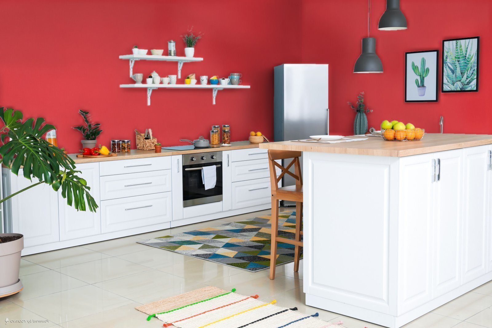 Однотонные ярко красные обои, супермойка на кухню и студию, виниловые горячего тиснения на флизелиновой основе