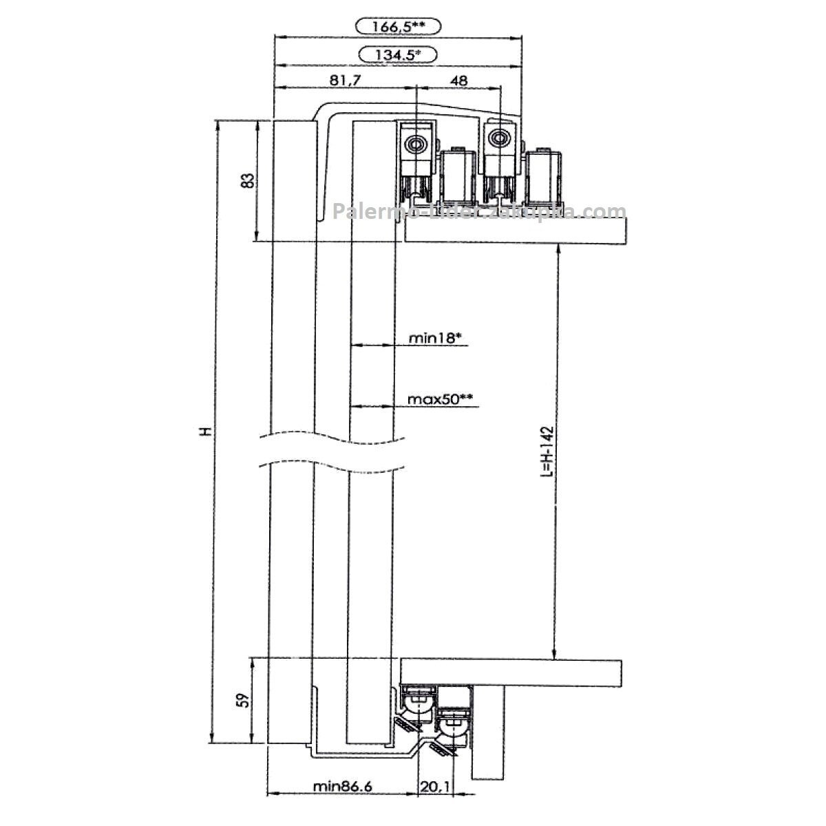 Lucido lc 80 ay фурнитура для раздвижных дверей установка