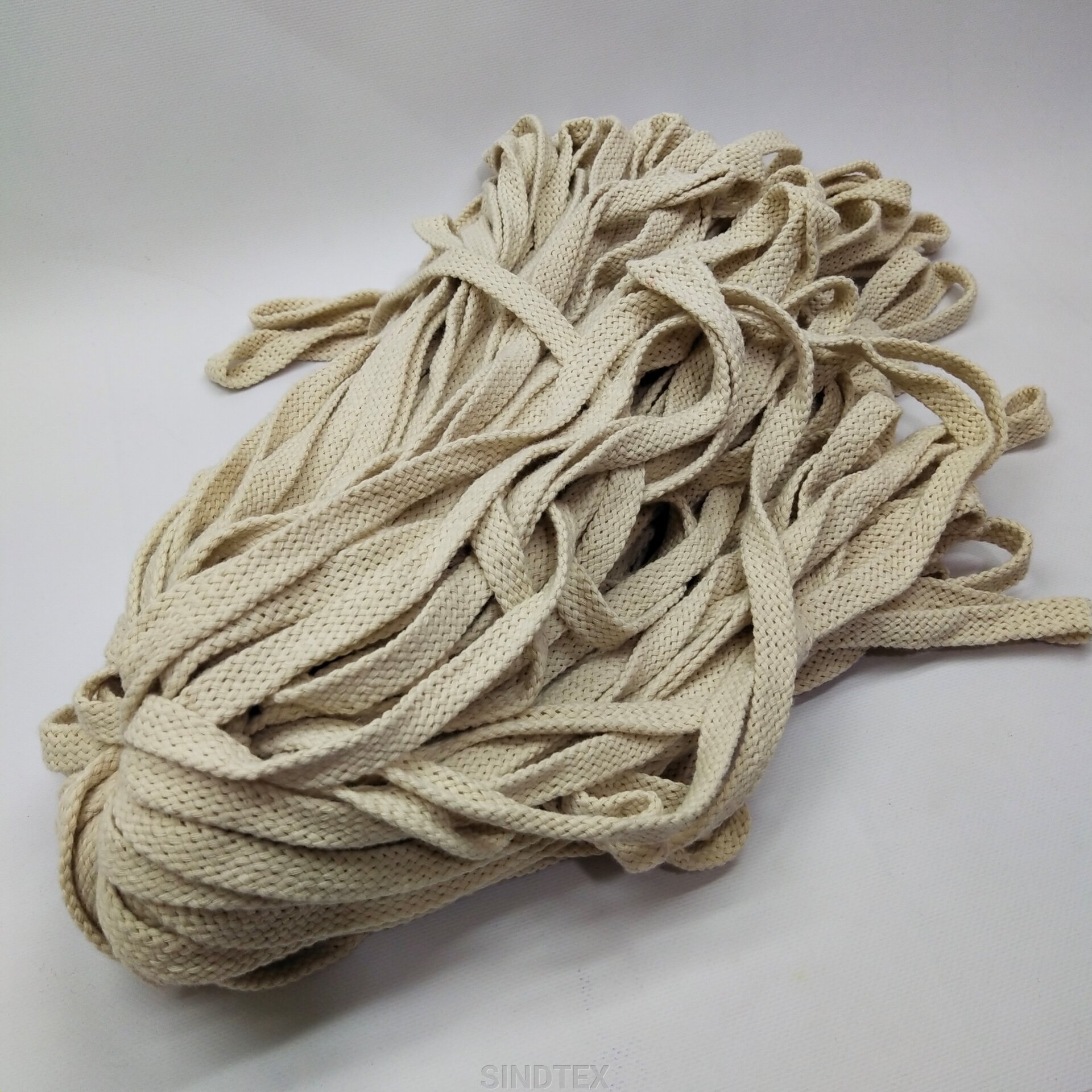 шнур плоский плетеный 1,5см (хб) хлопчатобумажный, без наполнителя