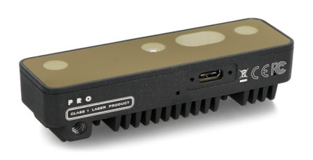 Luxonis Oak-D-Pro hat einen Strahler und eine LED-Hintergrundbeleuchtung.