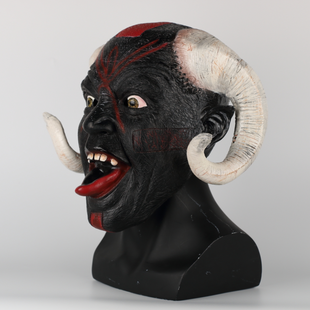 2018 New Scary Adult Costume Goat Devil Demon Horned Beast Horn Halloween Mask Latex Horror Cosplay Party (4)