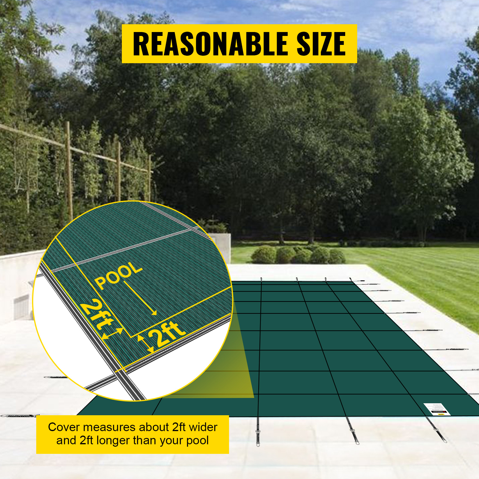 Прямокутне накриття для басейну VEVOR 5.5X10.9M підходить для всіх видів басейнів, таких як домашній, садовий, готельний, інженерний, щоб краще захистити ваш басейн Зелена зима на відкритому повітрі