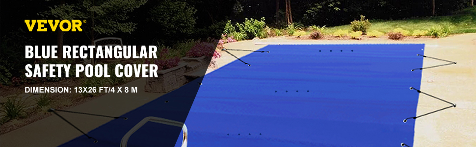 Накриття для басейну VEVOR Накриття для басейну прямокутне 4 х 8 м Синій матеріал ПВХ Накриття для басейну Водонепроникне накриття для басейну Зимове накриття Прямокутне накриття для басейну Брудовідштовхуюче накриття для басейну
