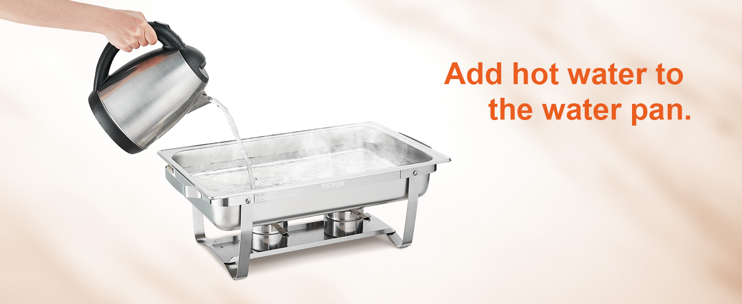 EVOR 6-piece Chafing Dish Professional Set Warming Container Stainless Steel Buffet Set Rectangular 6 x 7.5 L, Food Warmer 53 x 32.5 x 6.5 cm Each container, for buffets, family celebrations, banquets, weddings, etc.
