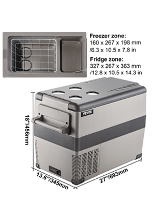 VEVOR автомобільний холодильник 45L компресорний кулер для човна вантажівки автомобіля і т.д. міні-холодильник 45W