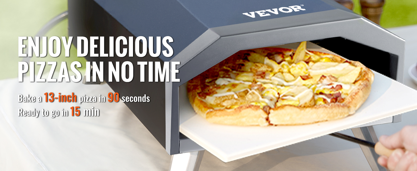 VEVOR Портативная печь для пиццы на открытом воздухе 330 мм, газовая печь для пиццы, печь для пиццы из нержавеющей стали, макс. 540 ℃ редукционный клапан, камень для пиццы и сумка для переноски - премиум печь для пиццы для сада