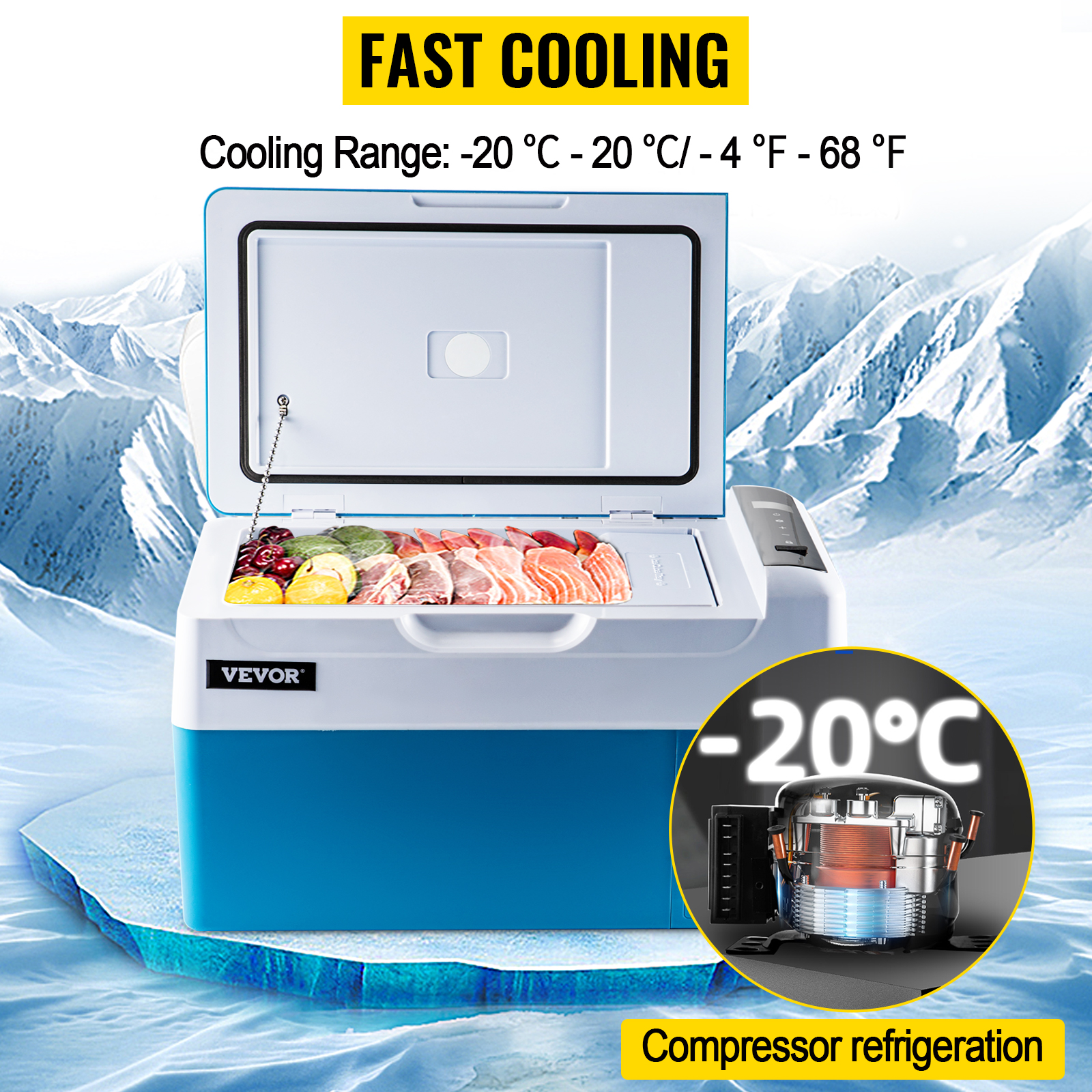 VEVOR 22L Cool Box Портативний електричний міні-холодильник для автомобіля та кемпінгу