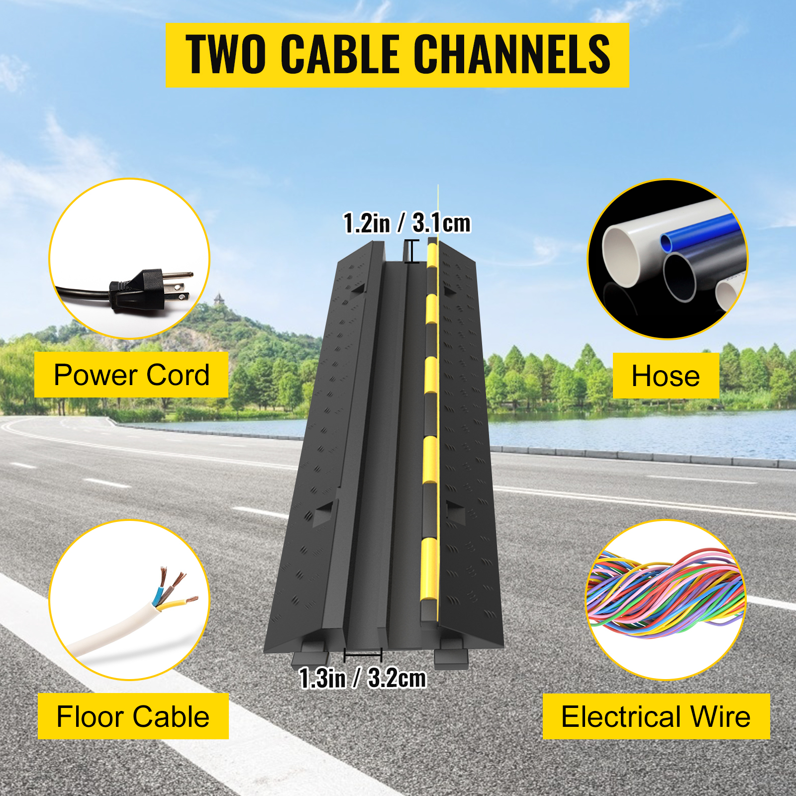 Парапетний кабель-канал VEVOR чорний 3 штуки 2 кабель-канали 101 x 25 x 5 см Кабельні містки виготовлені зі стандартної термопластичної гуми з
