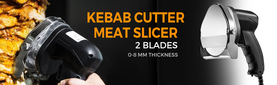 VEVOR Professional Doner Slicer 80 Вт Ломтерізка для м'яса ручна 100 мм Розмір леза електрична Ломтерізка для м'яса електрична 60 кг Місткість нарізки турецька