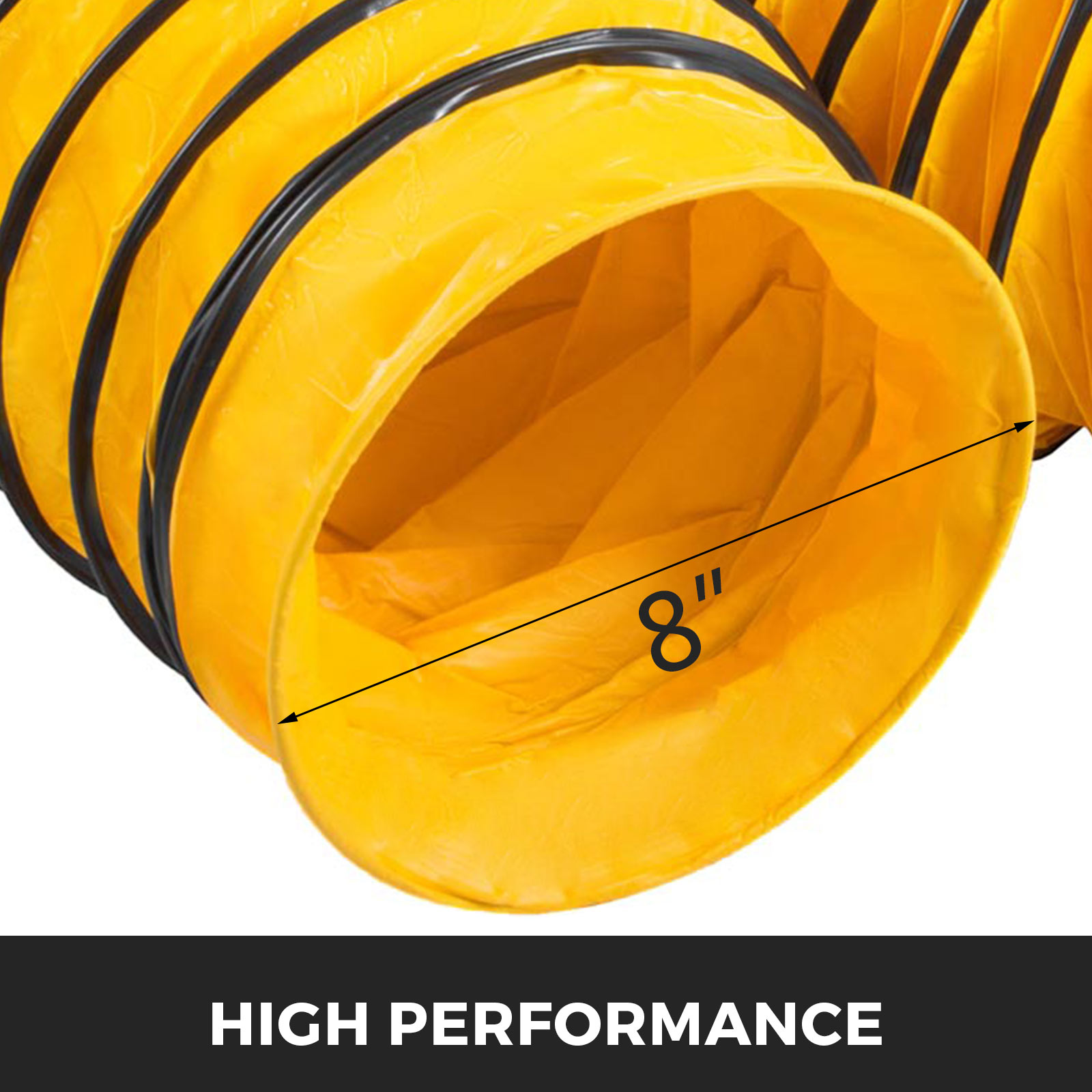 Шланг для транспортування повітря VEVOR довжина 7,6 м, діаметр 30,48 см, шланг для теплого повітря, жовтий вентиляційний шланг, шланг для відпрацьованого повітря з ПВХ, шланг для сушарки для білизни, вентиляційний шланг для кондиціонера