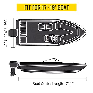 Тент для човна VEVOR 14-16 футів (426-487 см), тент для човна 600D Oxford Fabric, брезентовий тент для човна з 5 регульованими ременями, водонепроникний захист V-Hull Cover Тент для човна для яхти