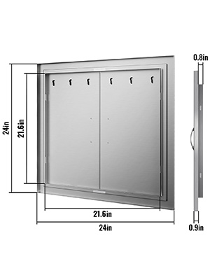Двері для барбекю VEVOR 24 x 24-дюймові двері шафи Двері каміна вертикальні з подвійними дверима Двері для чищення з нержавіючої сталі для відкритої кухні Ванна кімната