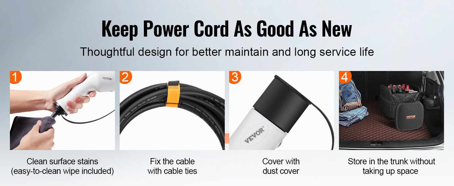 Зарядный кабель VEVOR тип 2 Зарядное устройство для электромобилей и гибридов 3,6 кВт длина кабеля 5 м 1-фазный 230 В