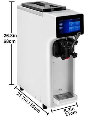 Машина для виготовлення морозива VEVOR, виробництво 10-20 літрів на годину, комерційна машина для виготовлення м'якого морозива з компресором потужністю 430 Вт, система автоматичного очищення РК-екрану морозива потужністю 1000 Вт, настільна машина для виготовлення м'якого морозива для громадського харчування