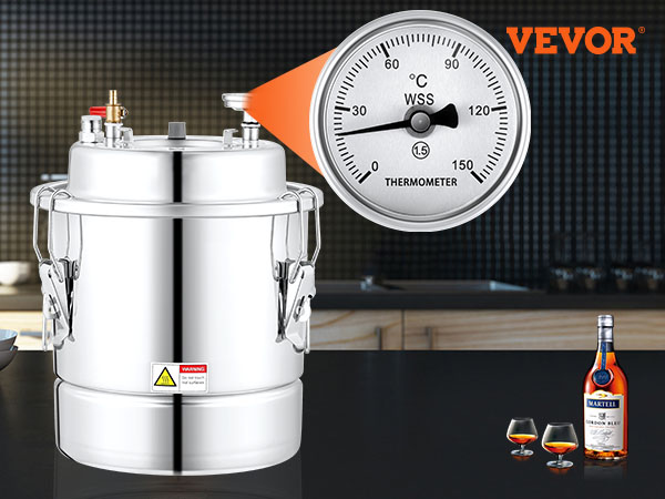 Дистилятор VEVOR, дистилятор для водного спирту 30 л, розмір бочки Ф35 х 35 см, дистилятор для спирту 5 кг, дистилятор для дозування спирту, дистилятор для перегонки спирту 1-2 год.