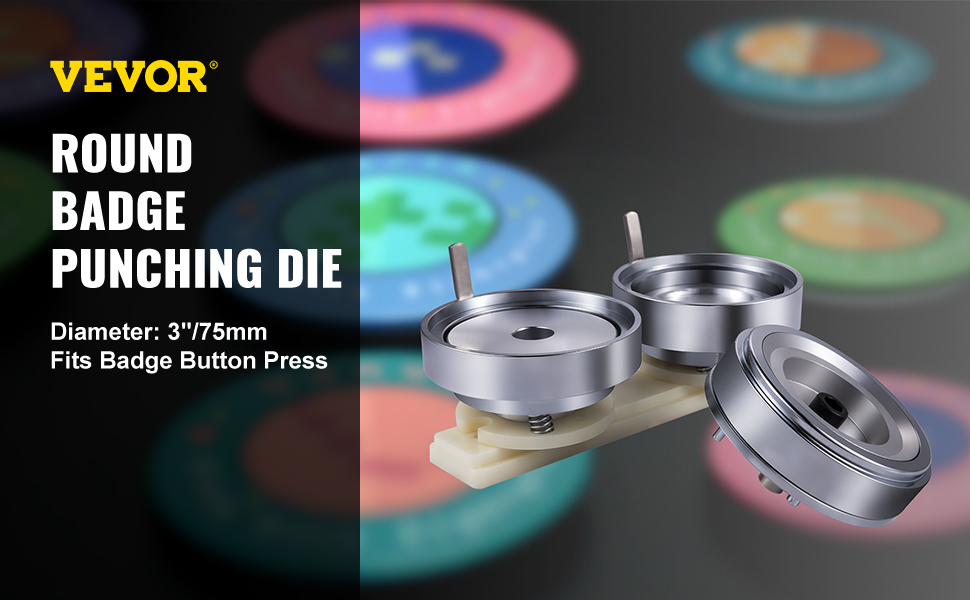 Набори штампів для кнопок VEVOR 75 мм, кругла машина для кнопок, прес для кнопок, для розміру кнопок 75 мм, Badgemaker Зробіть свою власну машину для виготовлення значків для сорочок та піджаків