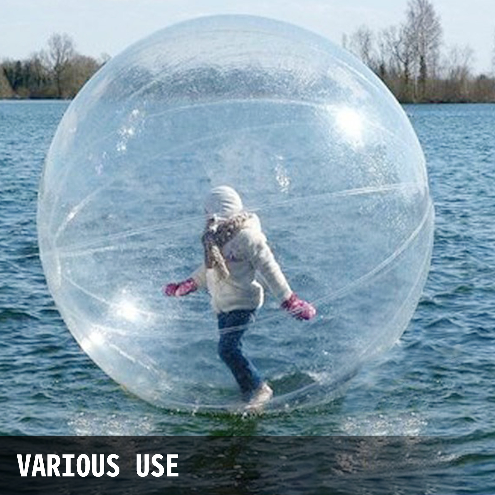 VEVOR 1,5 м м'яч для водних прогулянок 10,25 кг Зорб м'яч, надувний бампер м'яч м'яч для водних прогулянок товщиною 0,8 мм, ударні бульбашкові м'ячі ходити по воді з ремонтним комплектом дитяча іграшка для гри у воді