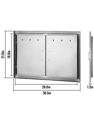 Двері для барбекю VEVOR для ванної кімнати з нержавіючої сталі Двері для каміна 77 х 53 см Шафа для зберігання газового гриля для курців