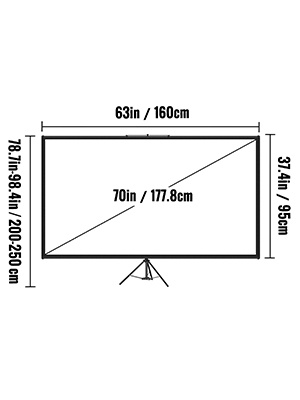 VEVOR 16:9 проекційний екран штатив 4K HD штатив екран презентаційний екран проекційний екран 160x95см проекційний екран штатив 200-250см регульована висота ідеально підходить для домашнього кінотеатру конференц-залу весільних церемоній
